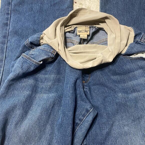 -‎ Women’s indigo, blue maternity boot, cut, jeans, size large - Picture 2 of 7